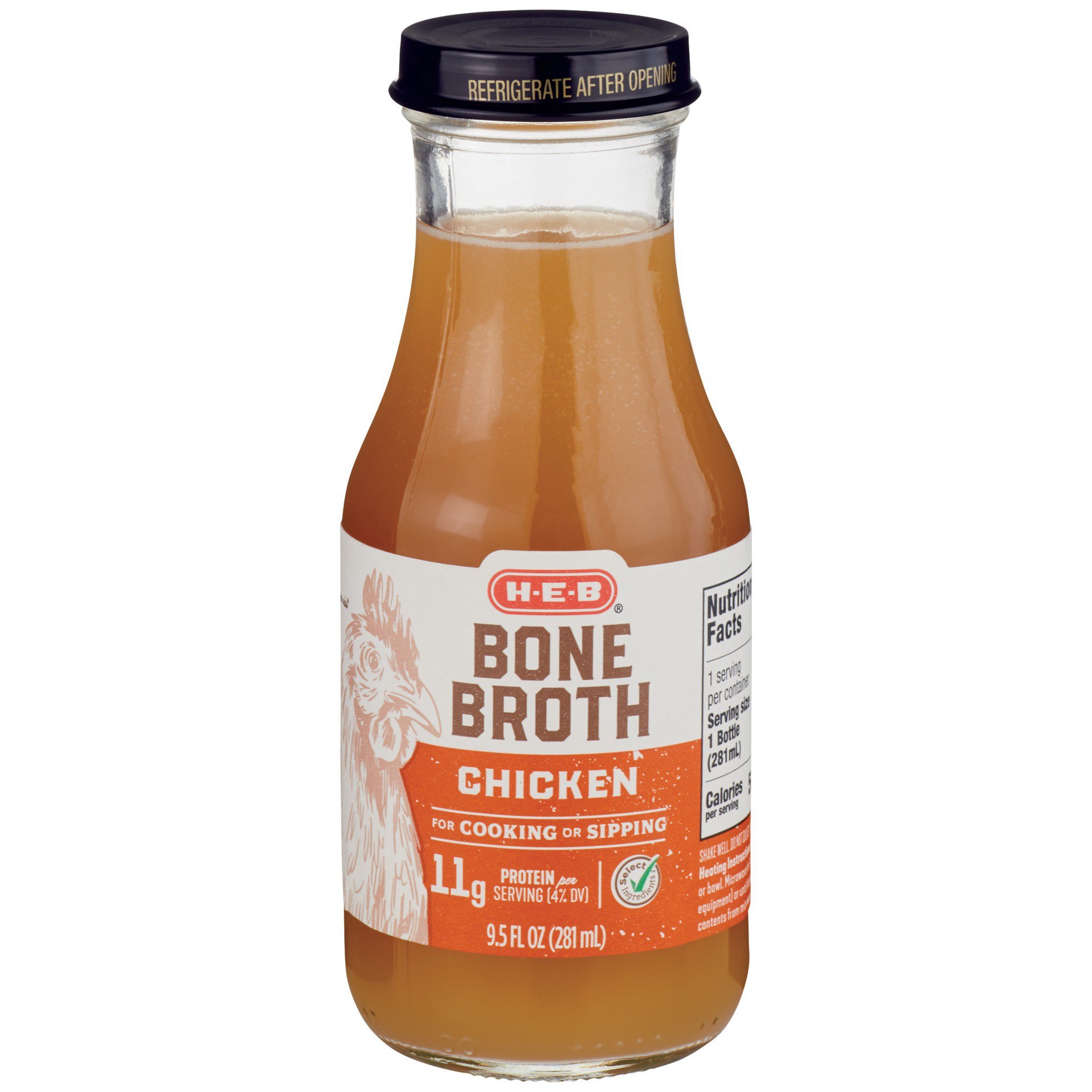 slide 1 of 1, H-E-B Chicken Bone Broth, 9.5 oz