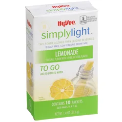 Hy-vee Simplylight, Lemonade Sugar Free, Low Calorie Drink Mix To Go - 10 ct; 1.4 oz