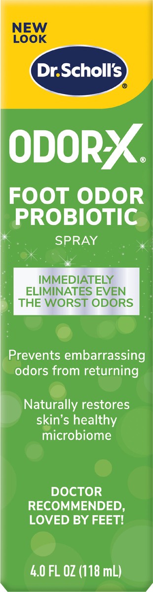 slide 2 of 2, Dr. Scholl's ODOR-X FOOT ODOR PROBIOTIC SPRAY, 4 oz // Immediately Eliminates The Worst Odors - Prevents Embarrassing Odors From Returning - Restores Skin's Microbiome, 4 fl oz