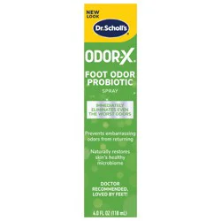 Dr. Scholl's ODOR-X FOOT ODOR PROBIOTIC SPRAY, 4 oz // Immediately Eliminates The Worst Odors - Prevents Embarrassing Odors From Returning - Restores Skin's Microbiome