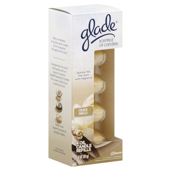 slide 1 of 1, Glade Candle Refills, Scented Oil, French Vanilla, 1 oz