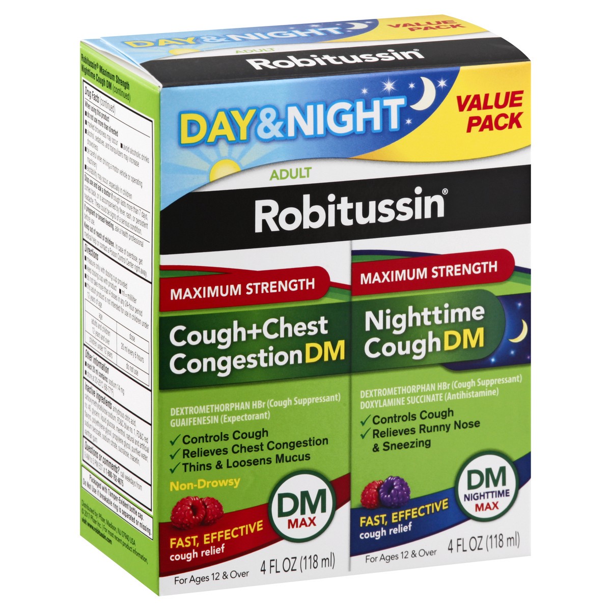 slide 4 of 9, Robitussin Max Strength Cough Treatment Day/Night, 8 fl oz