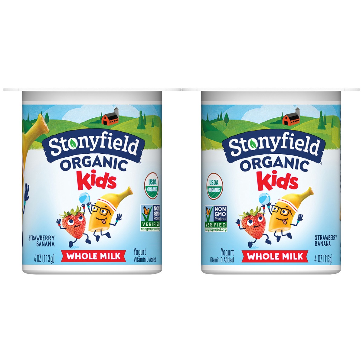 slide 9 of 9, Stonyfield Organic Kids Strawberry Banana Whole Milk Yogurt 6-4 oz. Cups, 24 oz