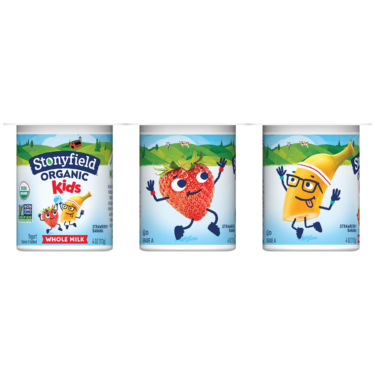 slide 8 of 9, Stonyfield Organic Kids Strawberry Banana Whole Milk Yogurt 6-4 oz. Cups, 24 oz