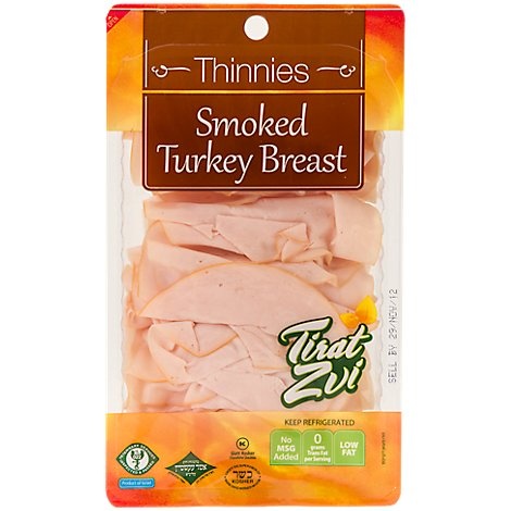 slide 1 of 1, Tirat Zvi Thinnies Smoked Turkey Breast, 6.5 oz