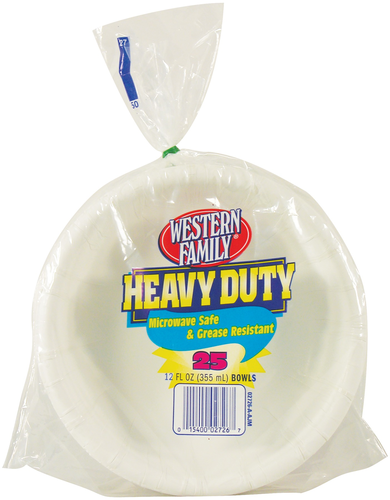 slide 1 of 1, Western Family Heavy Duty Paper Bowl, 25 ct