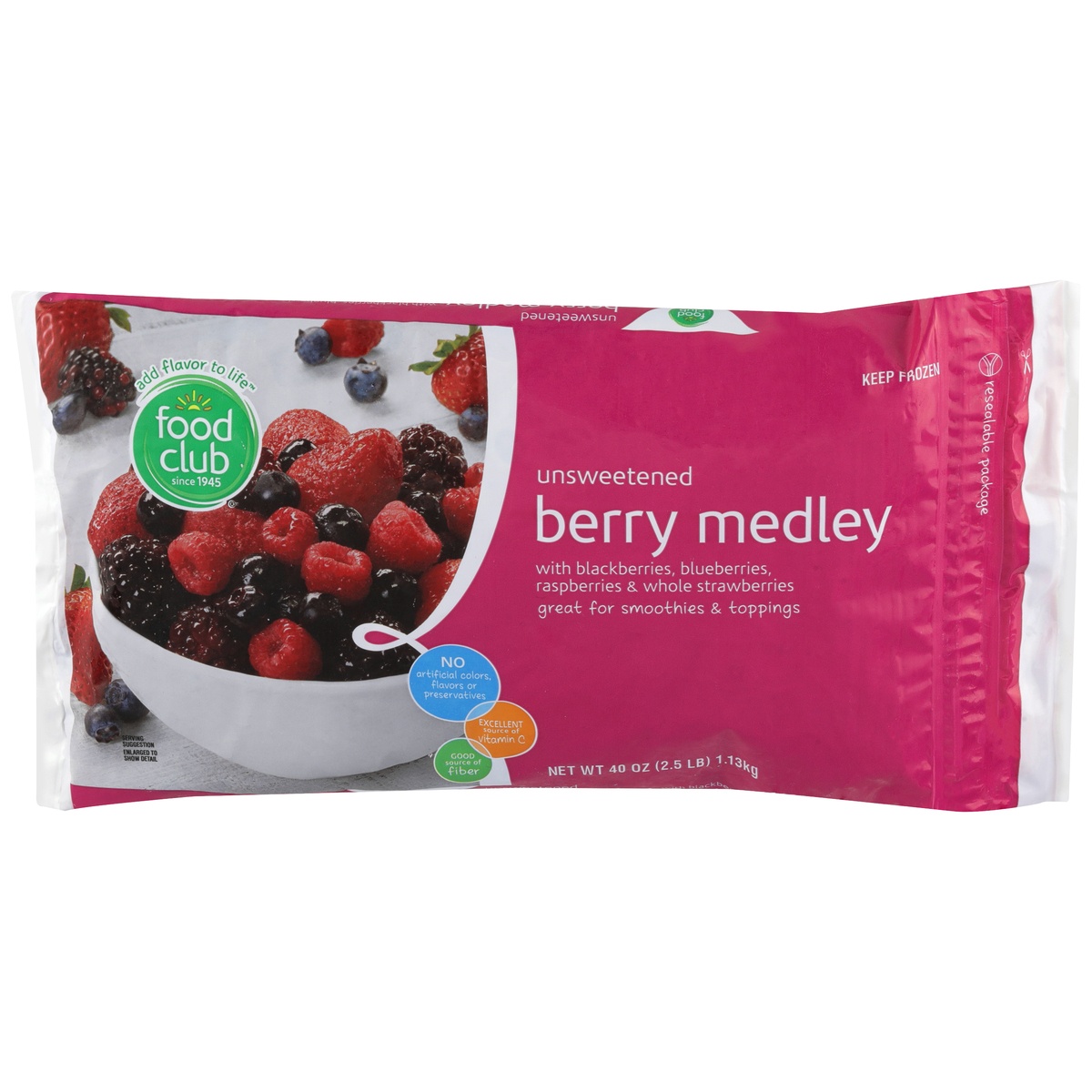 slide 1 of 6, Food Club Frozen Berry Medley, 40 oz