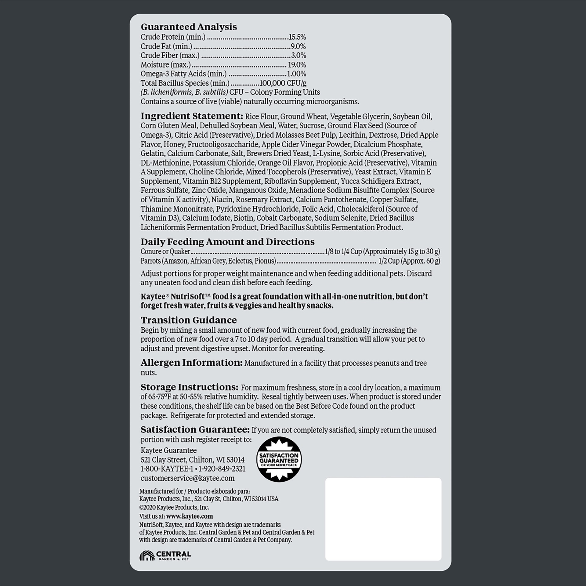 slide 6 of 10, Kaytee Nutrisoft Parrot & Conure Pet Bird Food 3 lb., 1 ct