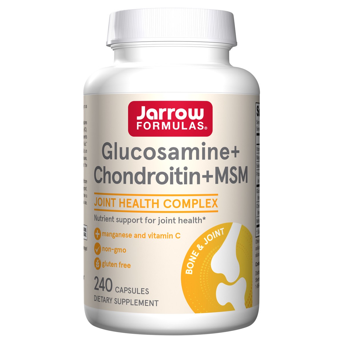 slide 1 of 1, Jarrow Formulas Glucosamine + Chondroitin + MSM - 240 Capsules - 60 Servings - Joint Support Supplement - Glucosamine Chondroitin MSM Capsules - With Vitamin C & Manganese - Non-GMO - Gluten Free, 240 ct