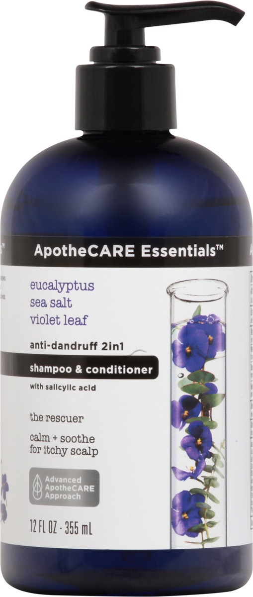 slide 6 of 7, ApotheCARE Essentials The Rescuer Anti-Dandruff 2 in 1 Shampoo and Conditioner Eucalyptus, 12 fl oz, 12 oz