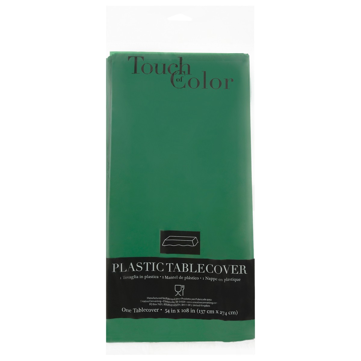 slide 4 of 4, Touch of Color Emerald Green Plastic Tablecover 54 Inch X 108 Inch 1 ea, 
