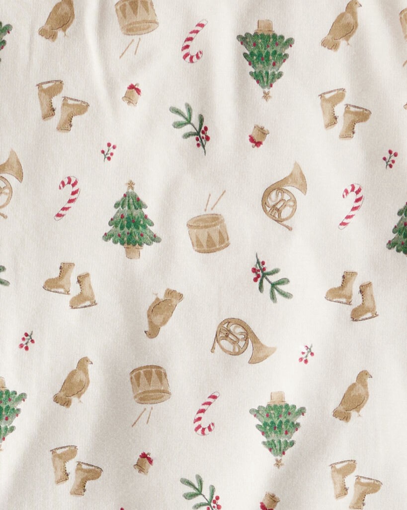 slide 2 of 3, Carter's Kid Festive Holiday PurelySoft Long-Sleeve Snug Fit 2-Piece Pajamas - Cream Cream 4, 2 pc