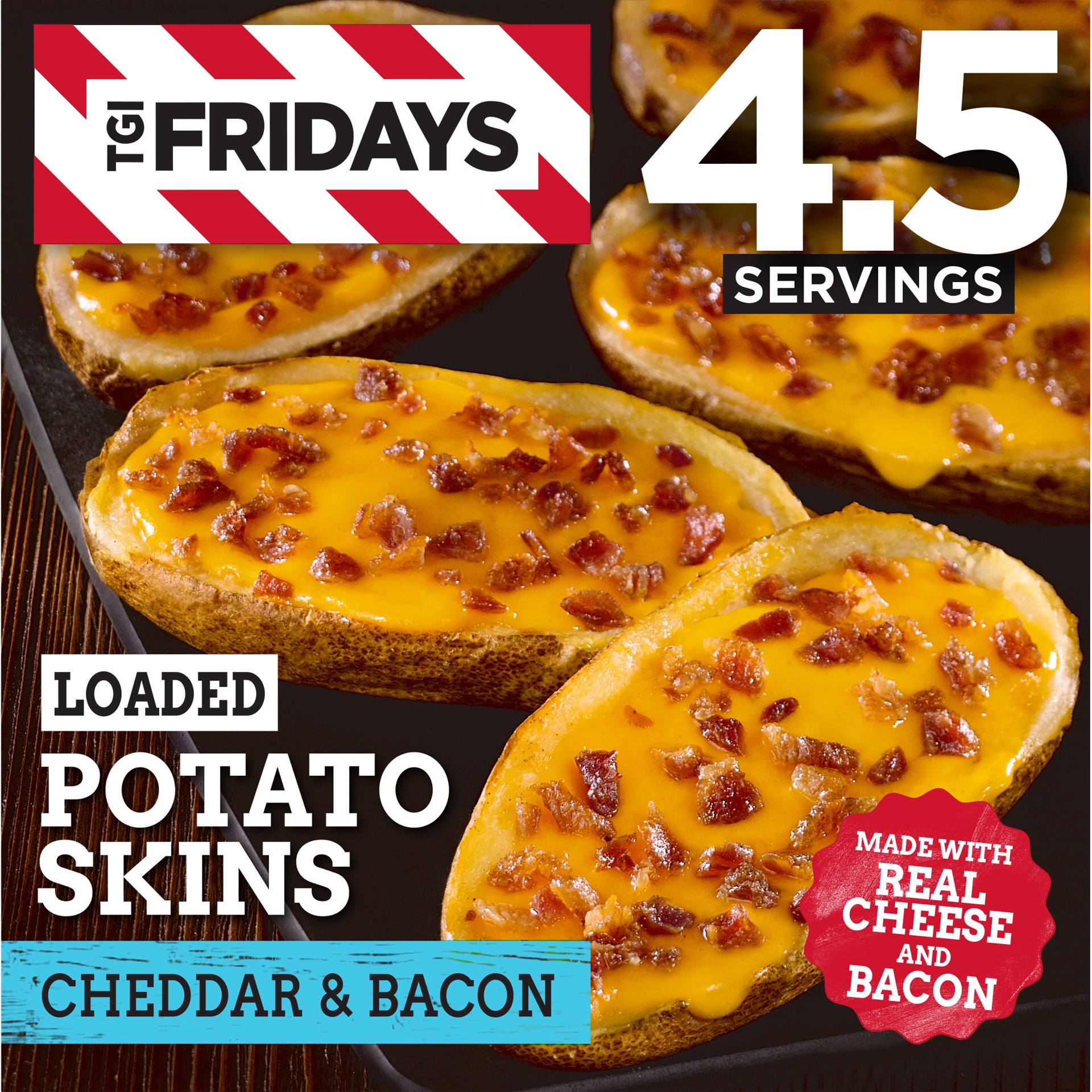 slide 1 of 9, T.G.I. Fridays TGI Fridays Loaded Cheddar & Bacon Potato Skins Frozen Snacks, 13.5 oz Box, 13.5 oz