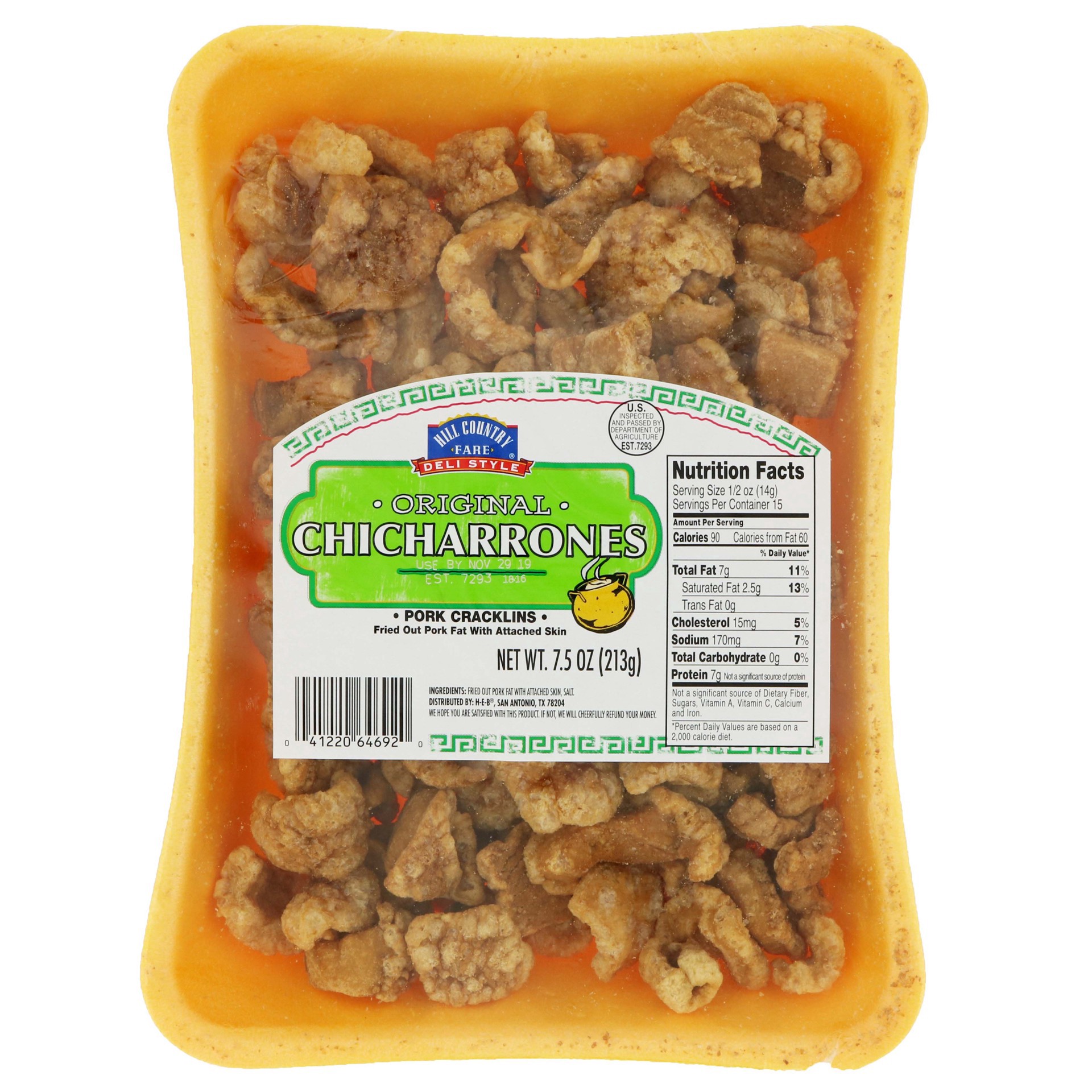 slide 1 of 1, Hill Country Fare Deli Style Original Chicharrones Pork Cracklins, 8 oz