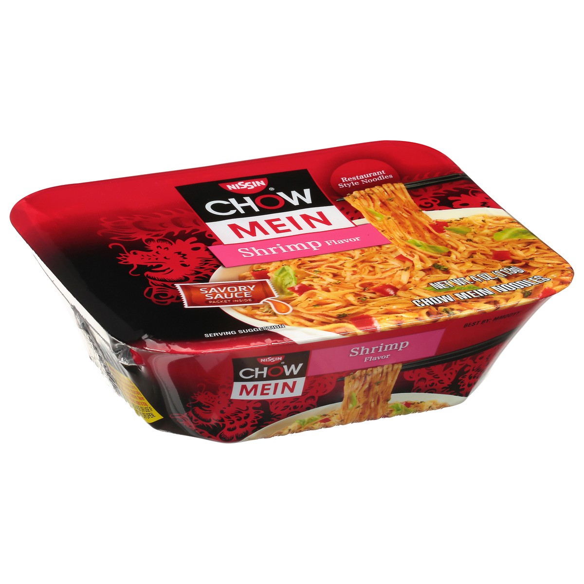 slide 4 of 9, Nissin Shrimp Chow Mein, 4 oz