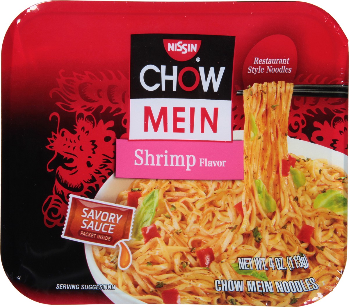 slide 9 of 9, Nissin Shrimp Chow Mein, 4 oz