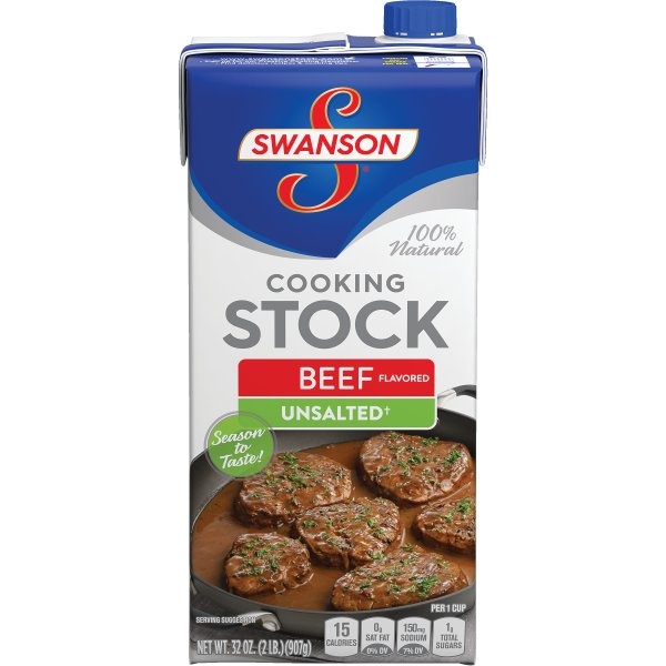 slide 1 of 4, Swanson Unsalted Beef Cooking Stock, 26 oz