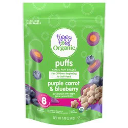 Tippy Toes Organic Stage 2 (8 months) Purple Carrot & Blueberry Puffs 1.48 oz