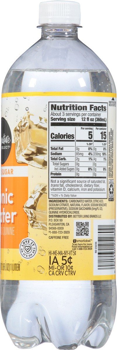 slide 4 of 12, Signature Select Zero Sugar Tonic Water 33.8 fl oz, 33.8 fl oz