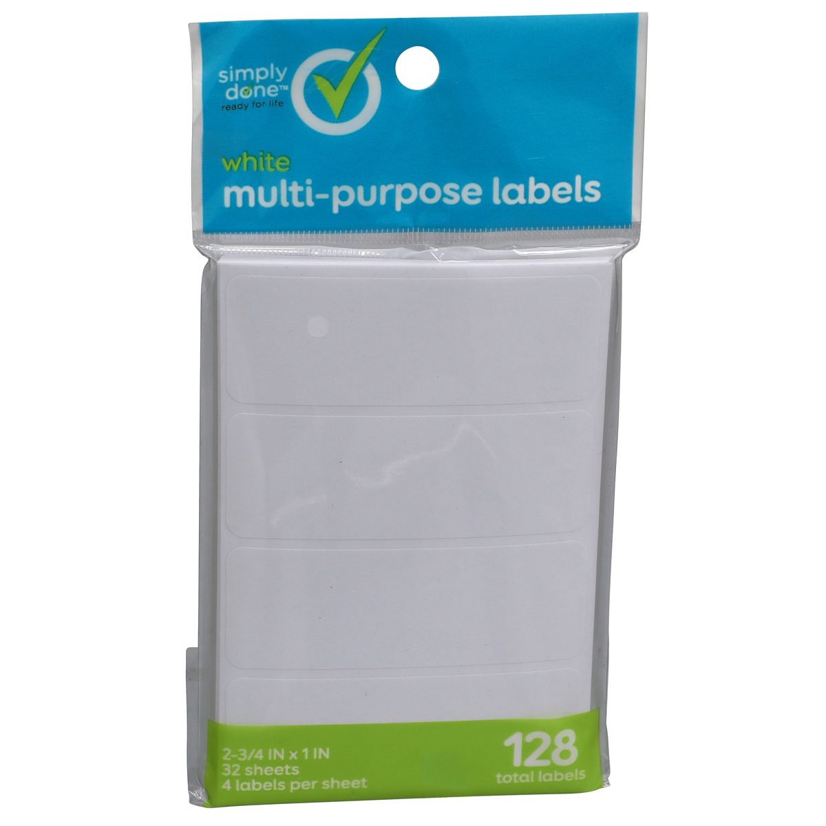 slide 1 of 1, Simply Done White Multipurpose Labels, 128 ct