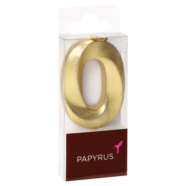 slide 9 of 9, Papyrus Birthday Candle Number 0, Metallic Gold (1-Count), 1 ct