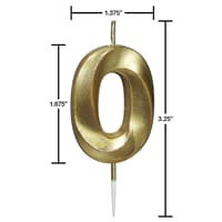 slide 2 of 9, Papyrus Birthday Candle Number 0, Metallic Gold (1-Count), 1 ct