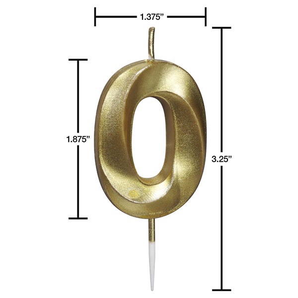 slide 7 of 9, Papyrus Birthday Candle Number 0, Metallic Gold (1-Count), 1 ct