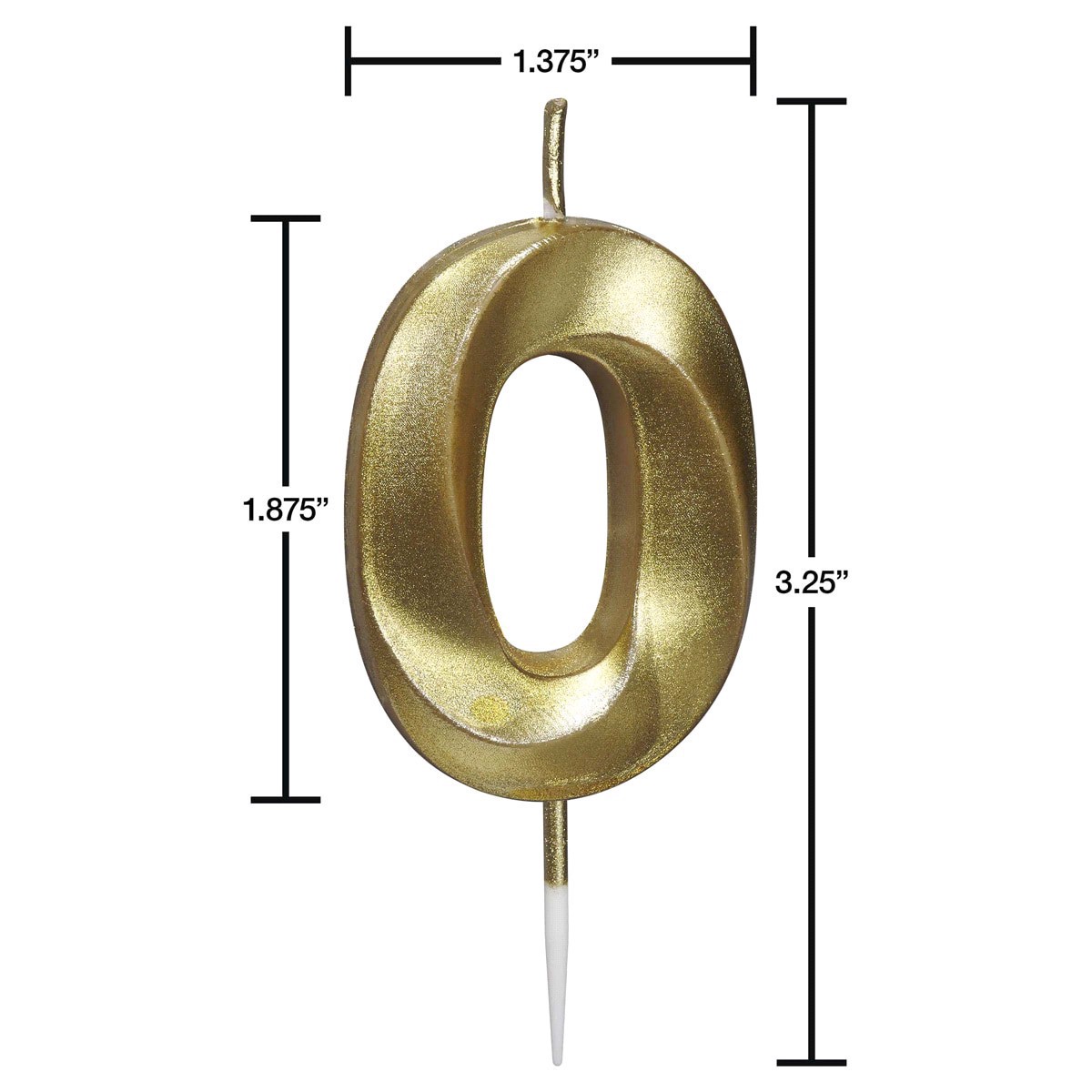 slide 8 of 9, Papyrus Birthday Candle Number 0, Metallic Gold (1-Count), 1 ct