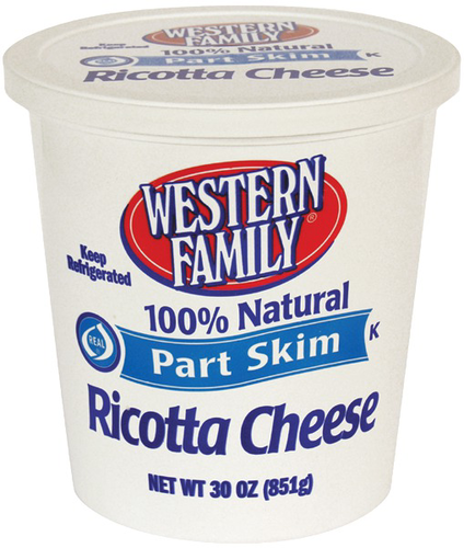 slide 1 of 1, Western Family Part Skim Ricotta, 30 oz