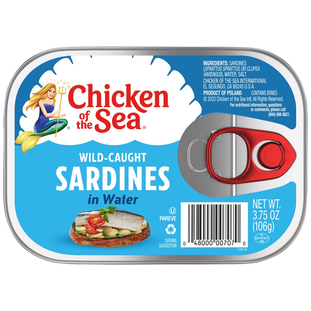 slide 1 of 3, Chicken of the Sea Sardines In Water, 3.75 oz