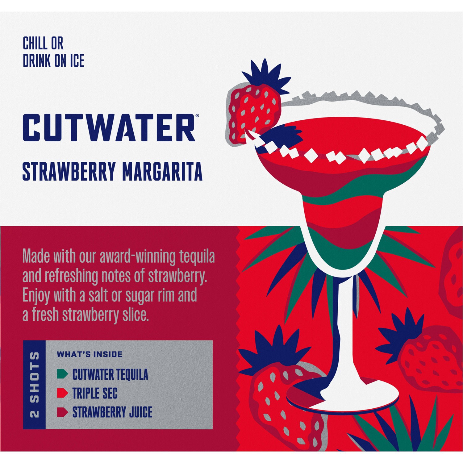 slide 12 of 22, Cutwater Spirits Strawberry Margarita Tequila 4 Pack 12 fl oz Cans, 48 fl oz