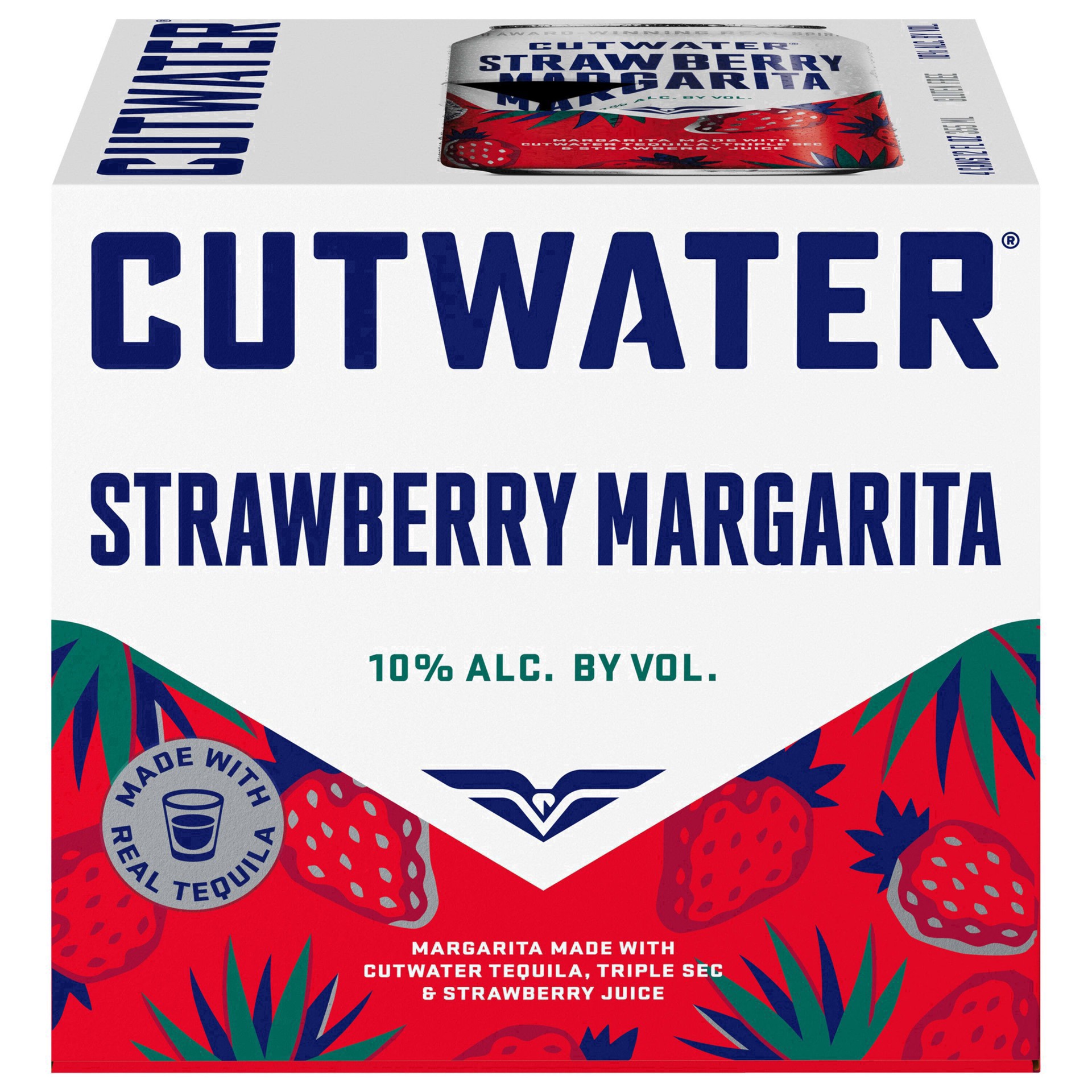 slide 20 of 22, Cutwater Spirits Strawberry Margarita Tequila 4 Pack 12 fl oz Cans, 48 fl oz