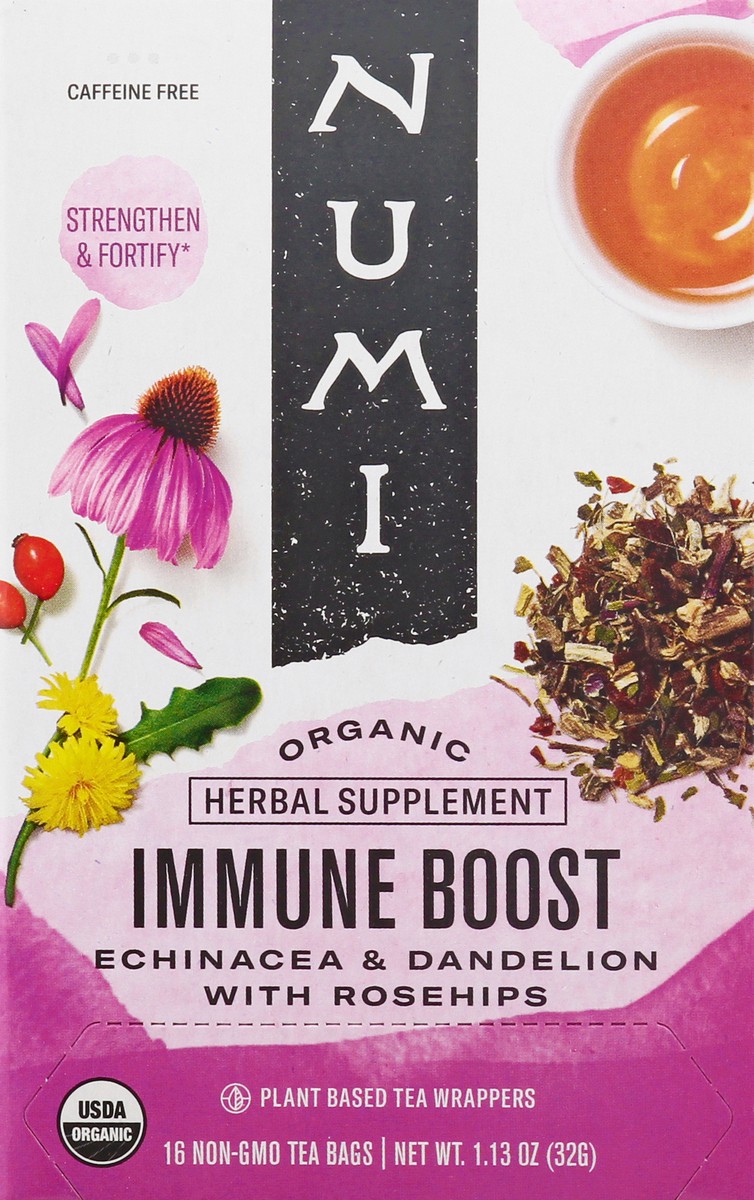 slide 10 of 14, Numi Organic Tea Bags Immune Boost Herbal Supplement Tea Bags 16 ea, 16 ct