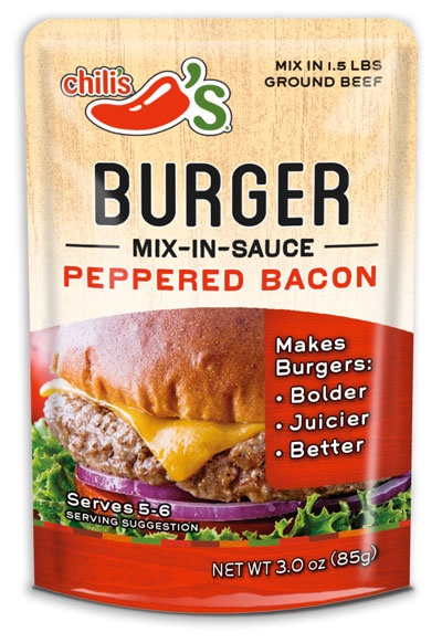 slide 1 of 1, Chili's Burger Mix-in-Sauce, Peppered Bacon, 3 oz