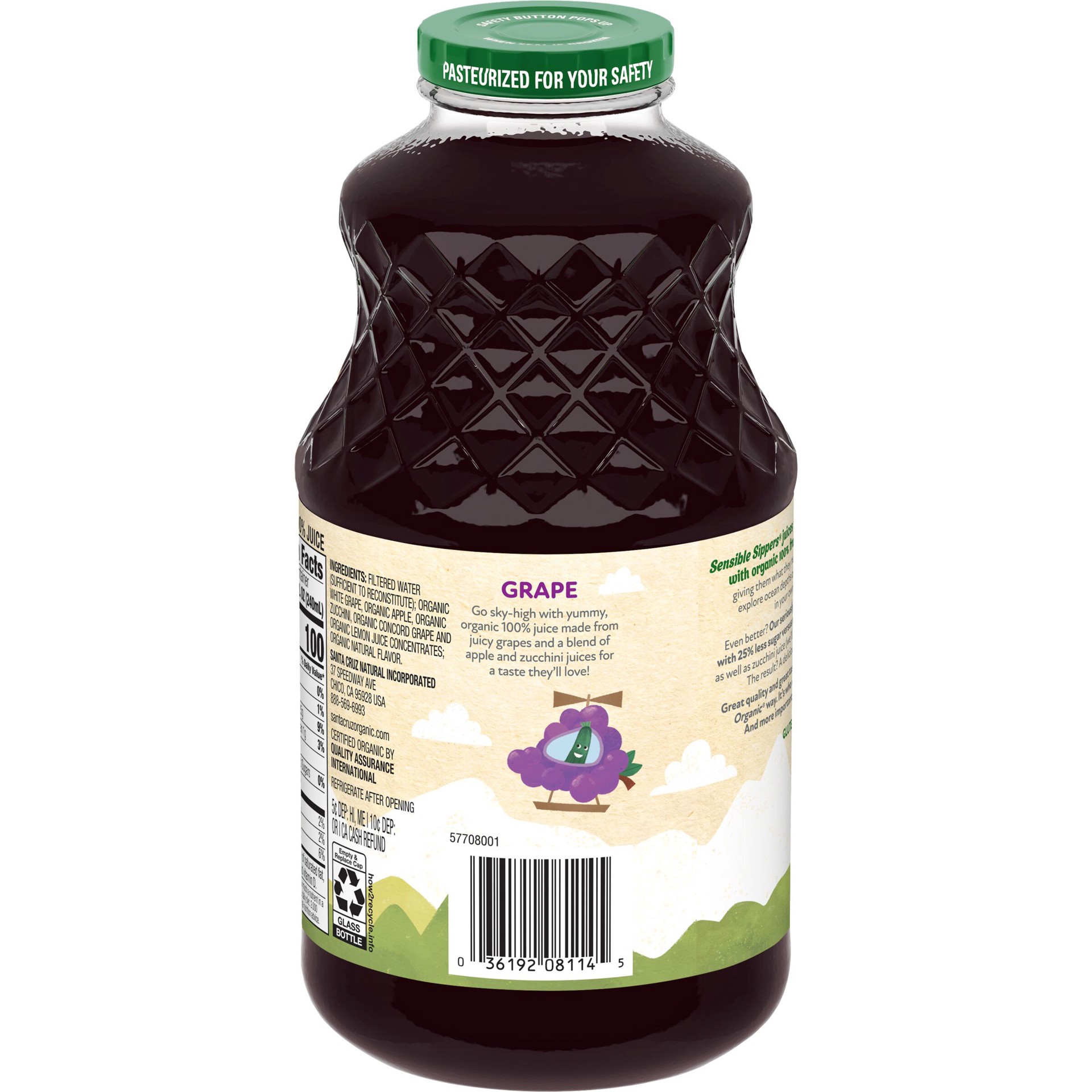 slide 4 of 4, Santa Cruz Organic Sensible Sippers 100% Juice for Kids, Grape Flavor- 32 fl oz, 1 ct