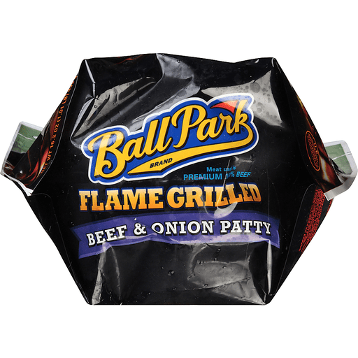 slide 8 of 16, Ball Park Fully Cooked Flame Grilled Beef and Onion Patties, 459.26 g