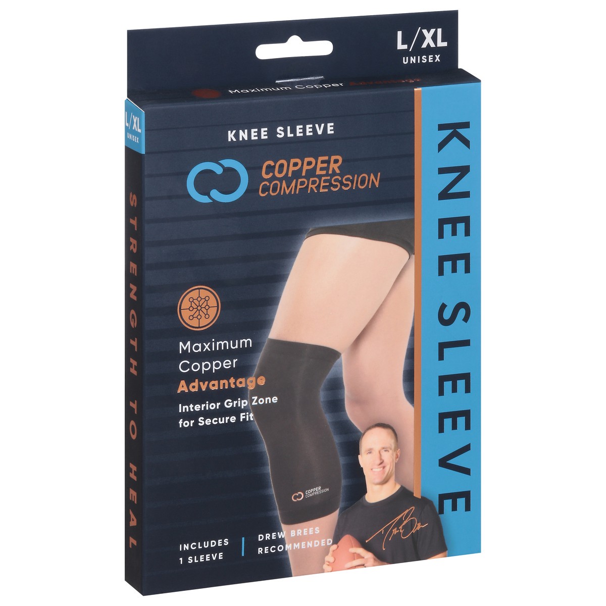 slide 6 of 9, Copper Compression Unisex Knee Sleeve L/XL 1 ea, 1 ct