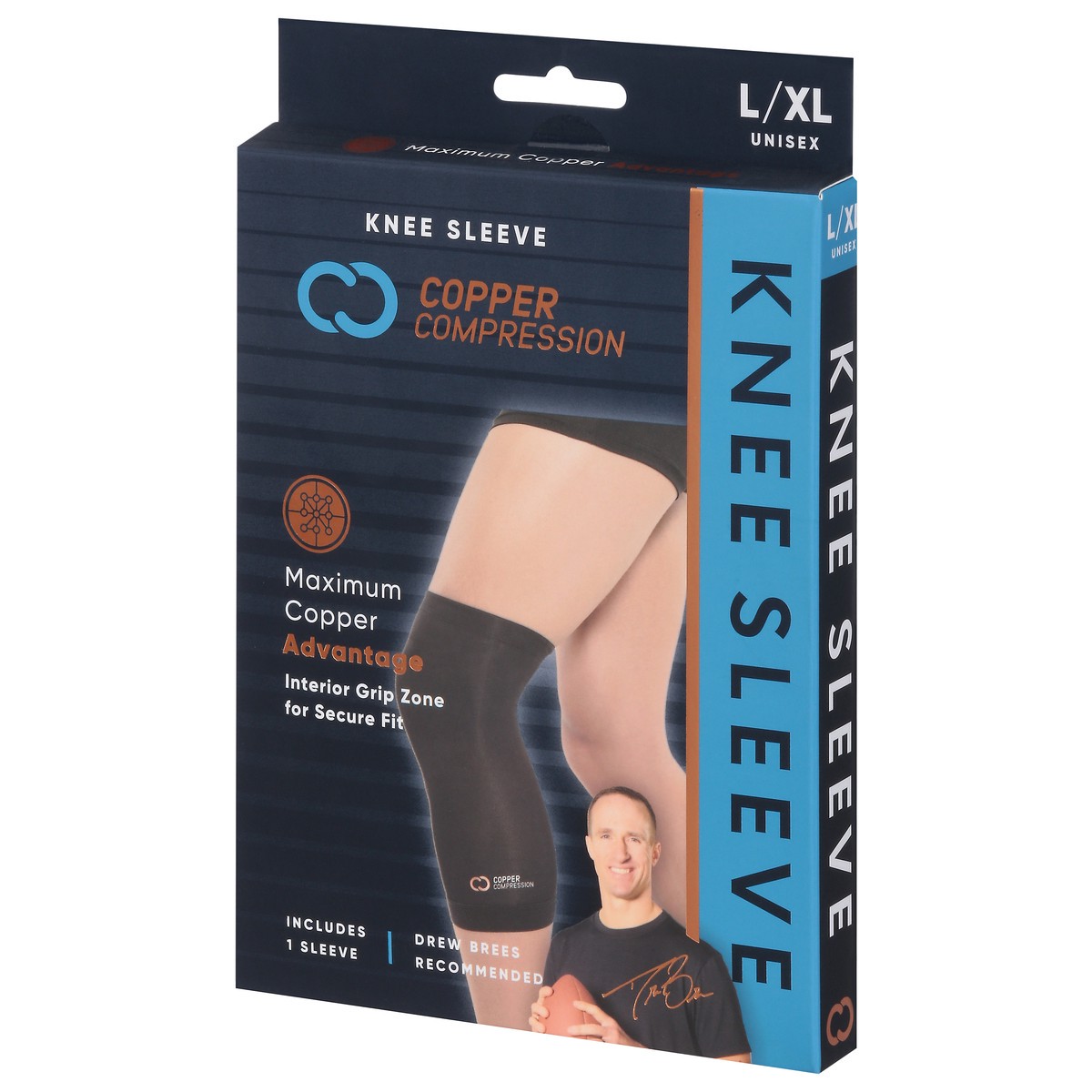 slide 5 of 9, Copper Compression Unisex Knee Sleeve L/XL 1 ea, 1 ct