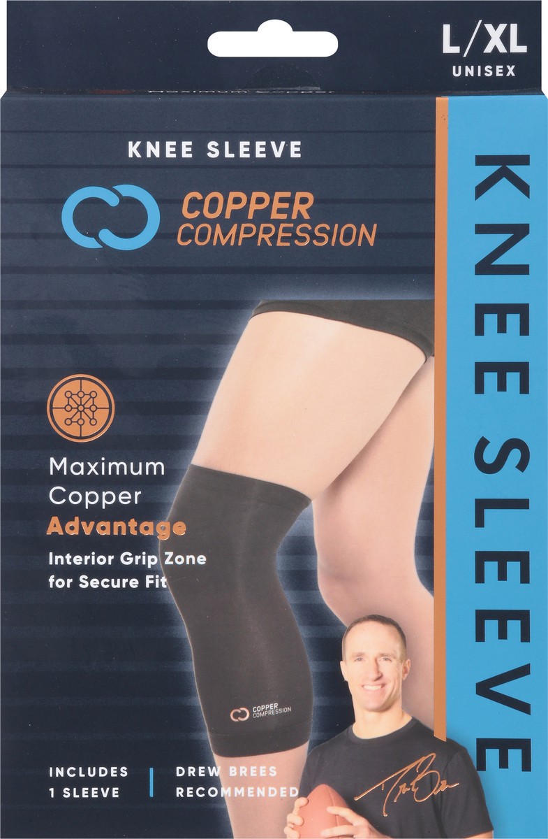 slide 8 of 9, Copper Compression Unisex Knee Sleeve L/XL 1 ea, 1 ct