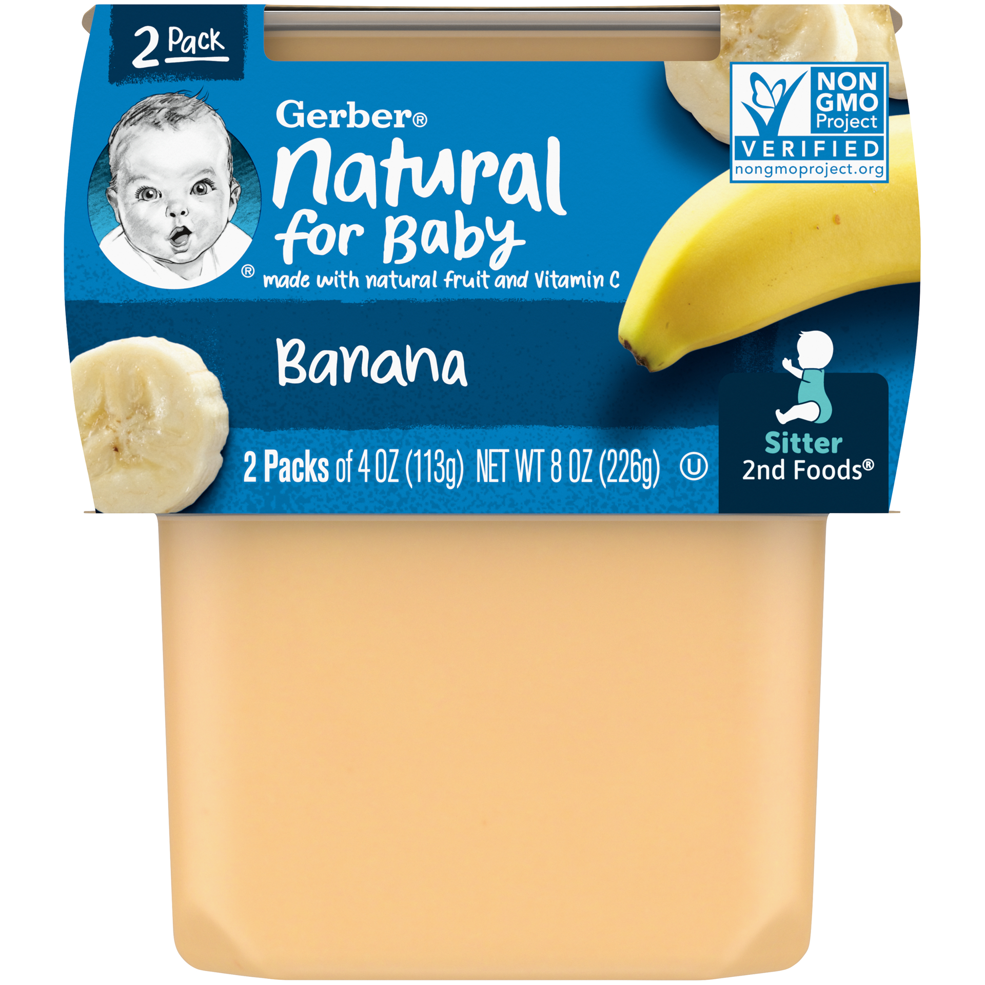 slide 1 of 9, Gerber Baby Food Banana Puree, Clean Label Project, 4 Oz, 2 Pack Tubs, 2 ct