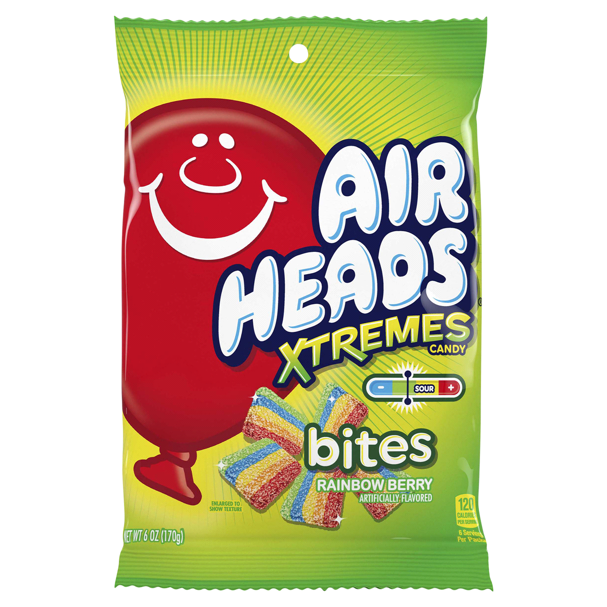 slide 1 of 2, Airheads Xtremes Bites Sweetly Sour Rainbow Berry Flavored Candy, 6 oz