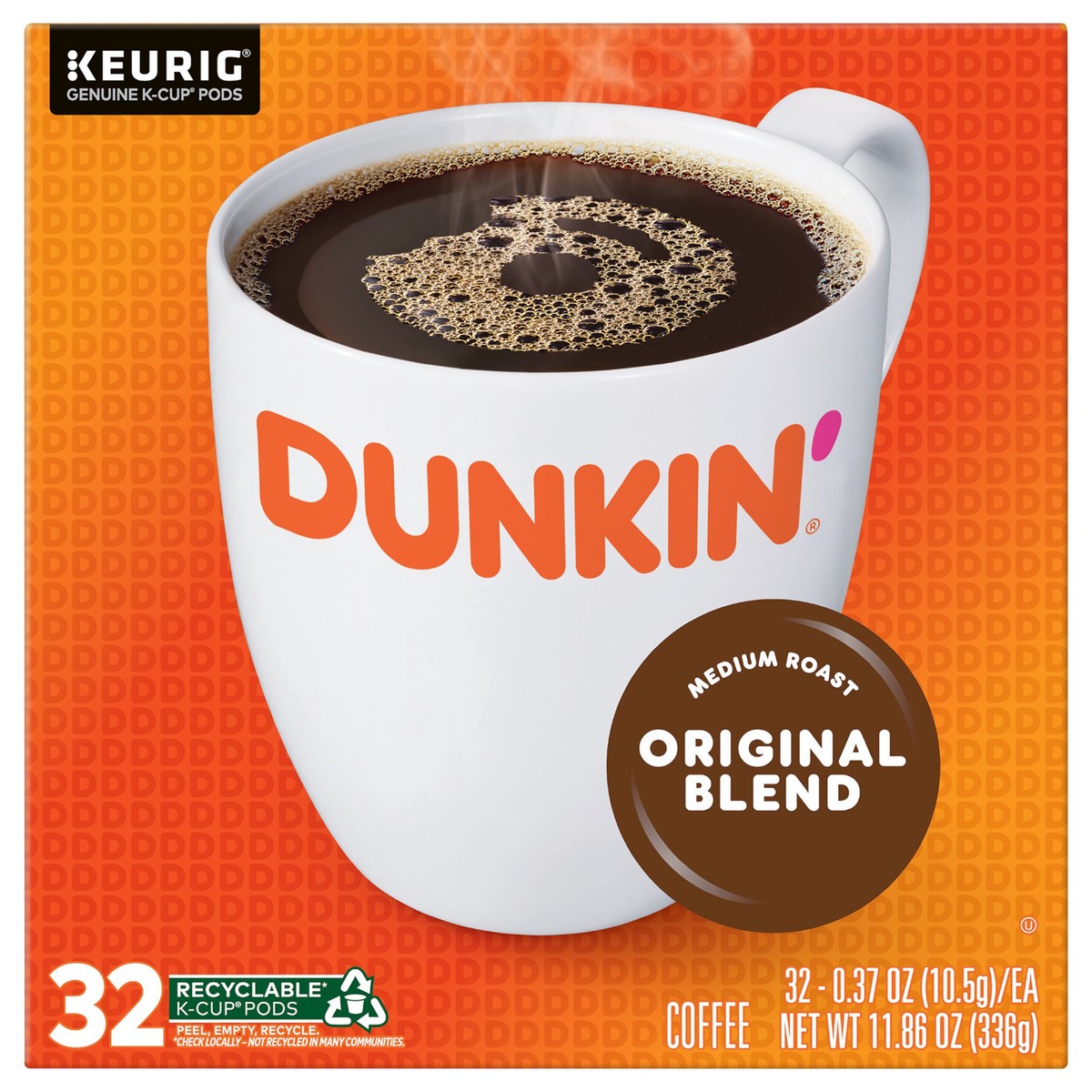 slide 1 of 13, Dunkin' Original Blend Coffee, Medium Roast, Keurig K-Cup Pods, 32 Count Box, 32 ct
