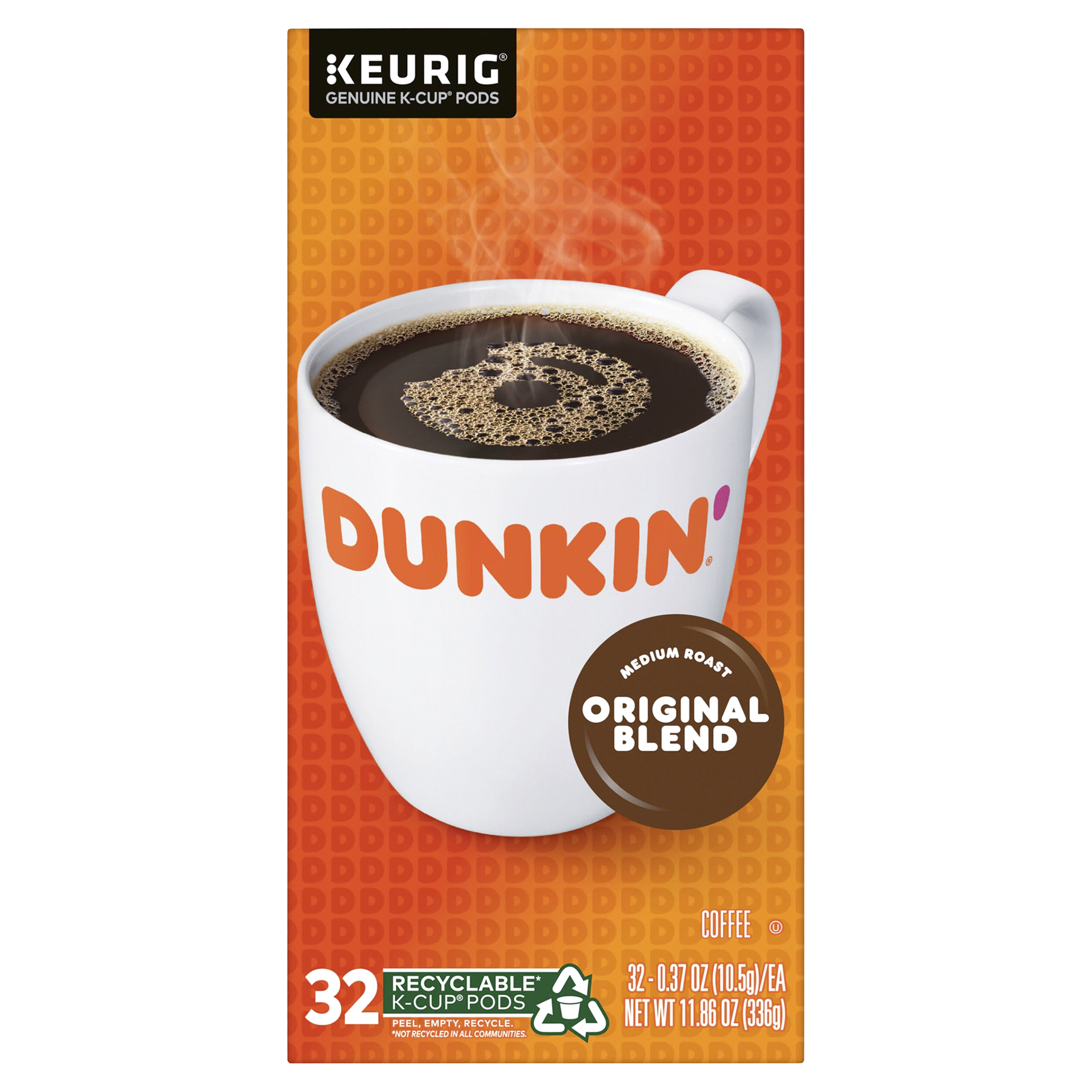 slide 4 of 13, Dunkin' Original Blend Coffee, Medium Roast, Keurig K-Cup Pods, 32 Count Box, 32 ct