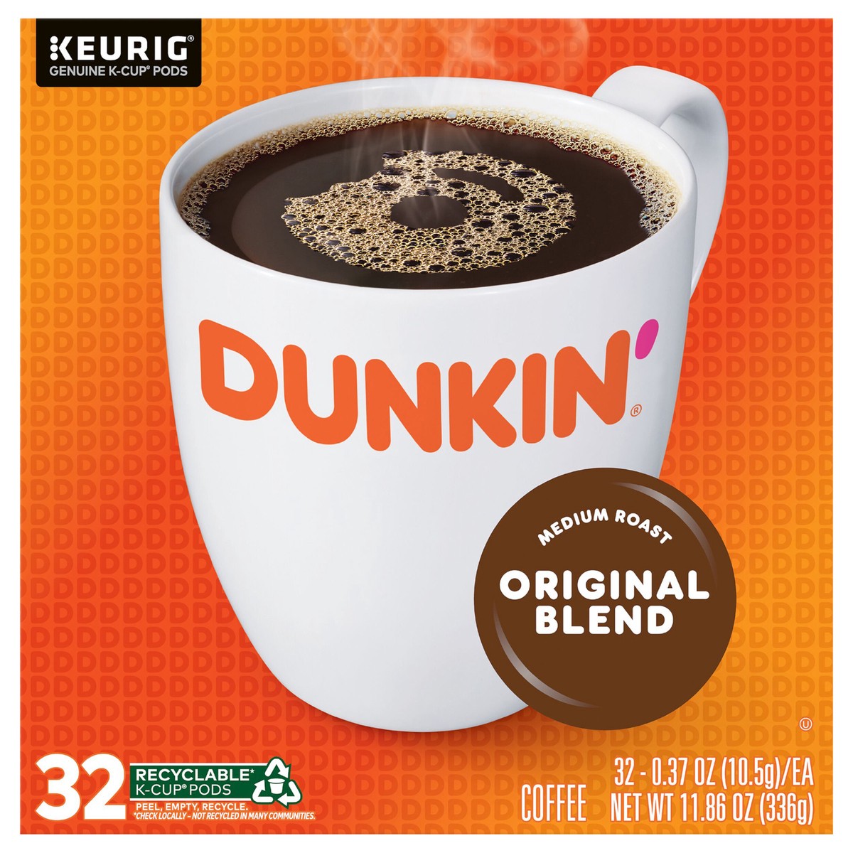 slide 1 of 13, Dunkin' Dunkin’ Original Blend Medium Roast Coffee, Keurig K-Cup Pods, 32 Count Box, 32 ct