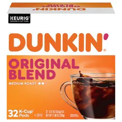 Dunkin' Original Blend Medium Roast Coffee, Keurig K-Cup Pods, 32 Count Box