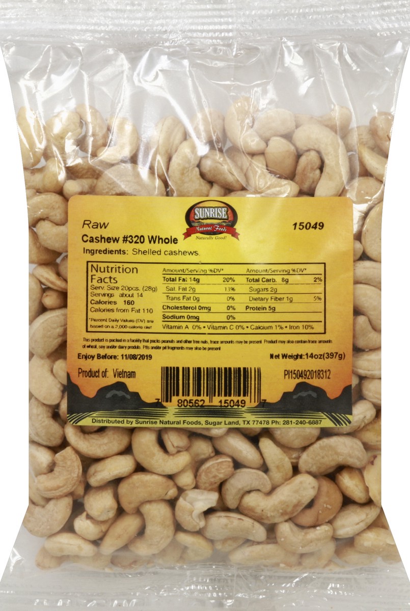 slide 3 of 5, Sunrise Natural Foods Cashew 14 oz, 14 oz