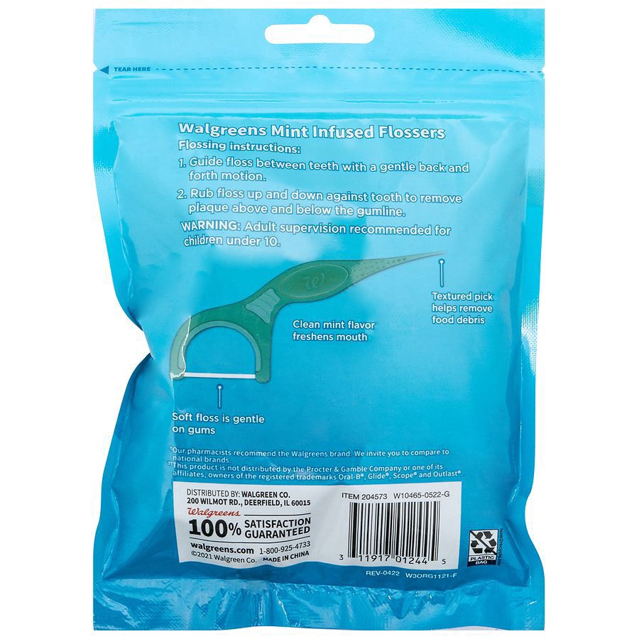 slide 4 of 5, Walgreens Mint Infused Flossers, 90 ct
