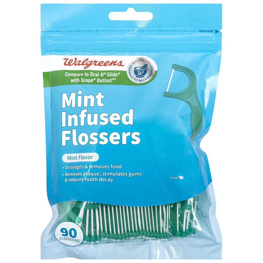 slide 1 of 5, Walgreens Mint Infused Flossers, 90 ct