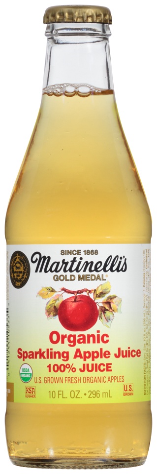 slide 1 of 6, Martinelli's Organic Sparkling Apple 100% Juice 10 Fl. Oz. Bottle, 10 oz