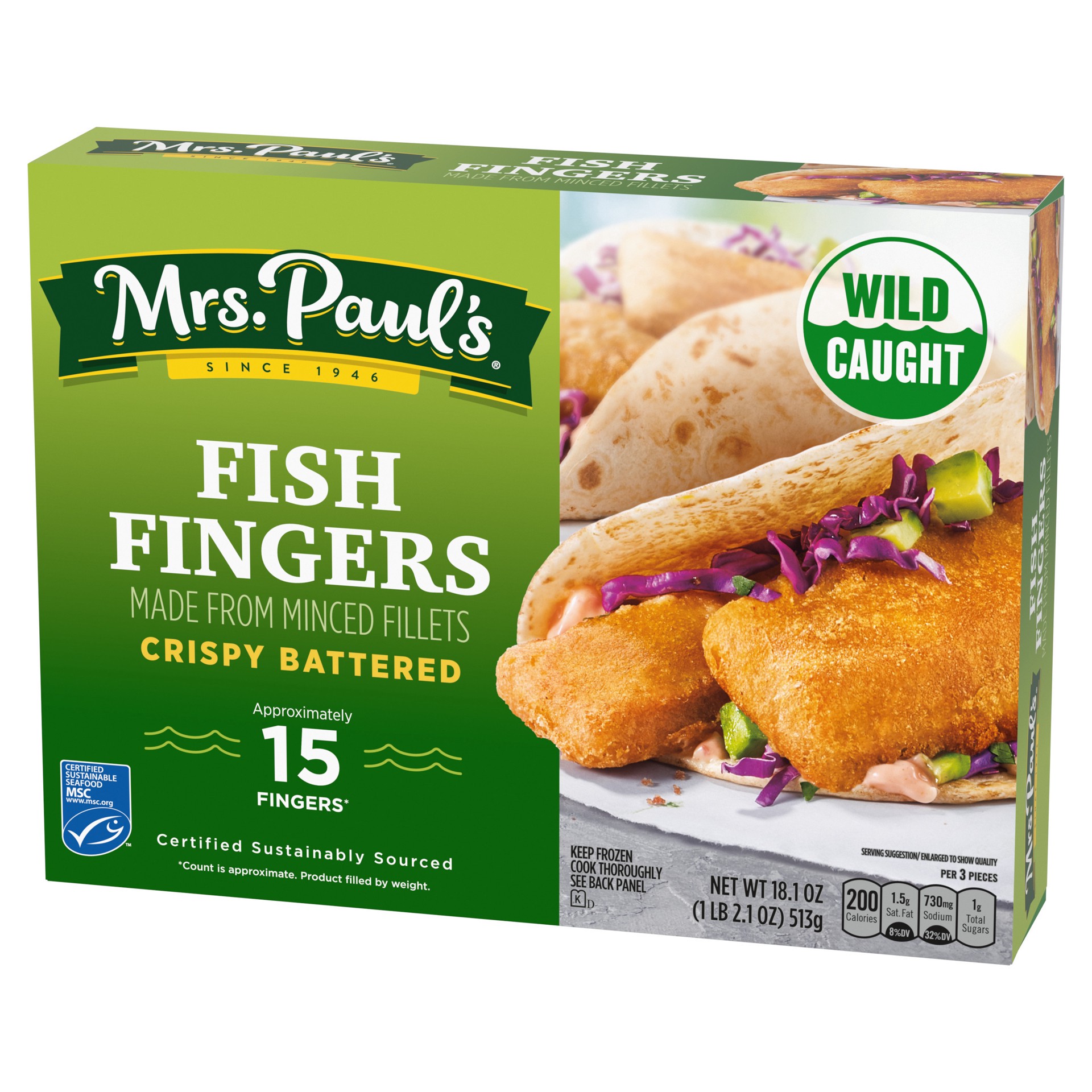 slide 4 of 5, Mrs. Paul's Crispy Battered Fish Fingers 18.1 oz, 18.1 oz